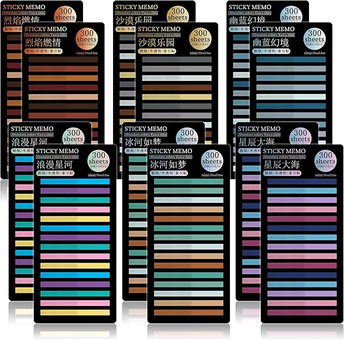 HAUTOCO 3600pcs Transparent Highlighter Tape, Removable Highlighter Strips Sticky Notes for Annotating Books, Morandi Clear Sticky Page Markers Tabs for Office School Aesthetic Study Supplies