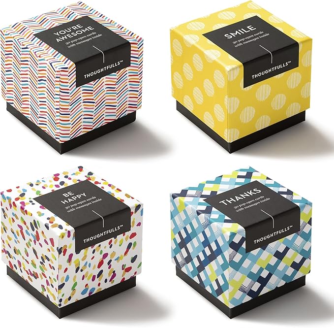 Compendium ThoughtFulls Pop-Open Cards — 4-Pack of You're Awesome, Smile, Be Happy, Thanks — 120 Pop-Open Cards, Each with a Different Message Inside