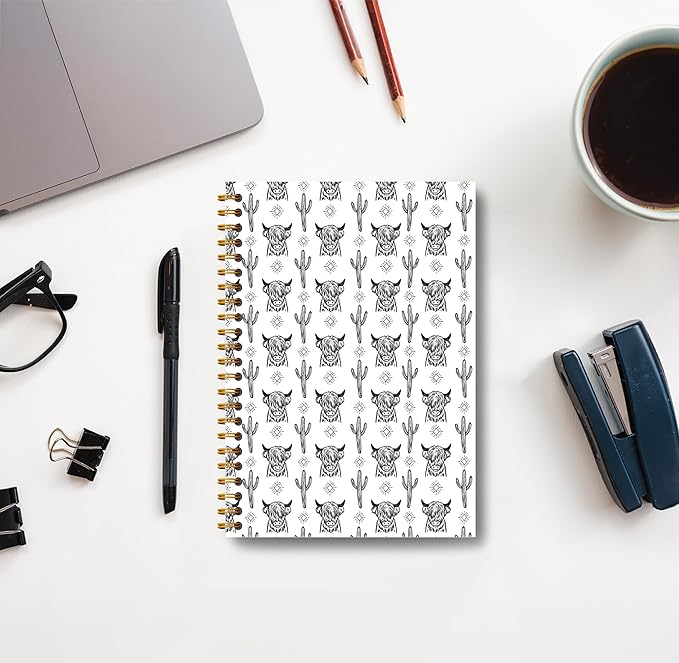 Western Cow Journal Notebook Spiral - Cow Spiral Journal Notebook, Western School Office Supplies, Cow Office Supplies with 164 Pages, Funny Office Gifts, 5.5×8.3