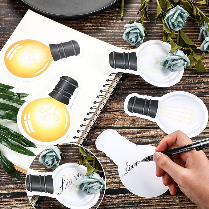 Outus 45 Pcs Back to School Light Bulb Cutouts Bulletin Board Decorations Bright Industrial Chic Light Bulb Cutouts with Glue Point for Classroom Bedroom Festive Event Holiday Party Decorations