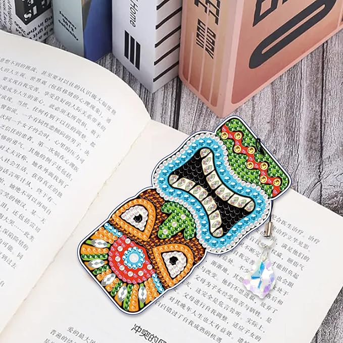 pigpigboss Diamond Painting Bookmark 6 PCS PVC Cute Animal Face Bookmark Diamond Painting Dots Art Owl Diamond Painting Bookmark for Adult Kids Book Decor Gift