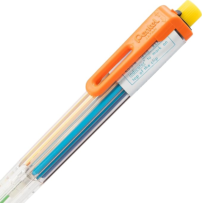 Pentel Arts 8 Color Mechanical Pencil, Assorted Accent Clip Colors, 1 Pencil (PH158)