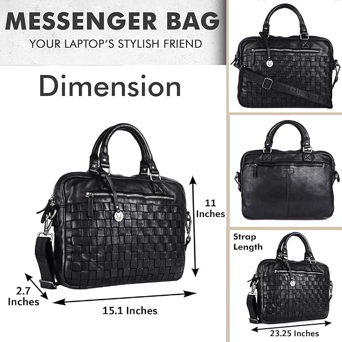 Genuine Leather Laptop Bag For Men 15 Inch, Messenger Bag For Women