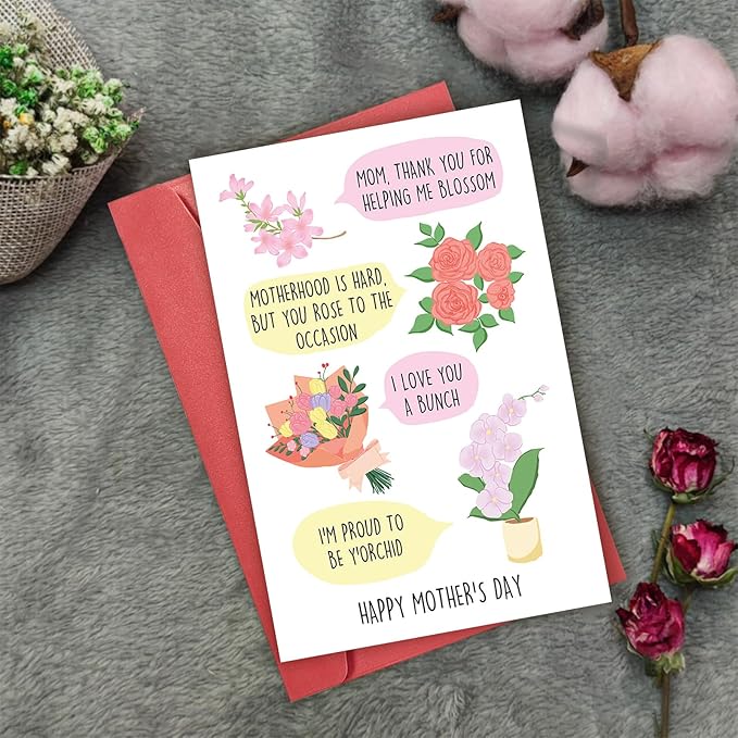 Funny Flowers Mother’s Day Card for Mom, Happy Mothers Day Card for Her, Mothers Day Card for Garden Mom, Flowers Pun Mothers Day Card from Daughter Son