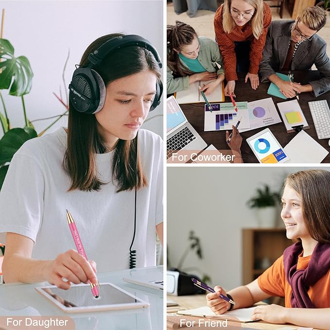 Snarky Funny Office Pens,12 Pcs Negative Sarcastic Hilarious Quotes Work Ballpoint Pens with Stylus Tip for Colleague Co-workers Gift Black Ink (Style 1, 12)