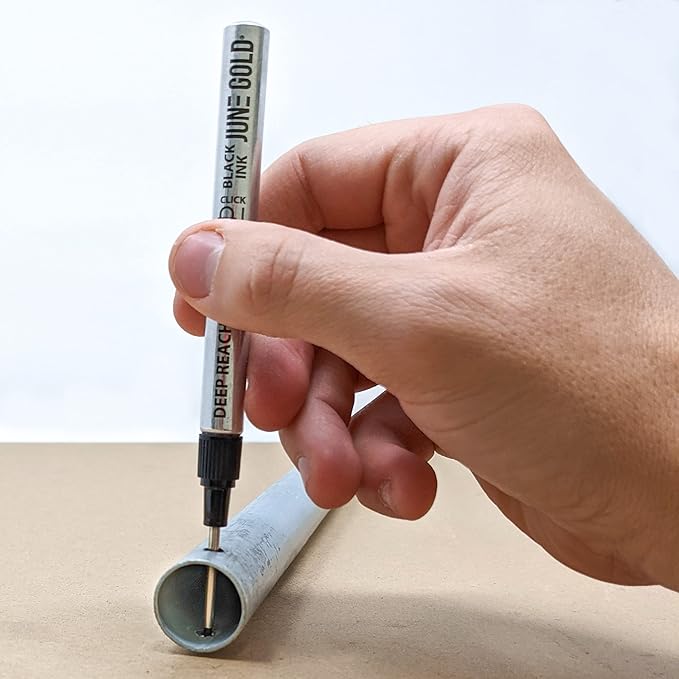 June Gold 2 Blue Deep Reach Markers, 2 Ink Refill Bottles, 2 Tip Replacements, 30 mm Reach & 2 mm Felt Tip