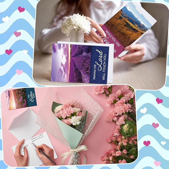 36 Sets Christian Get Well Soon Cards with Scripture Assorted Religious Bible Verse Wishing You Well Greeting Cards with Envelope(Nature Landscape)
