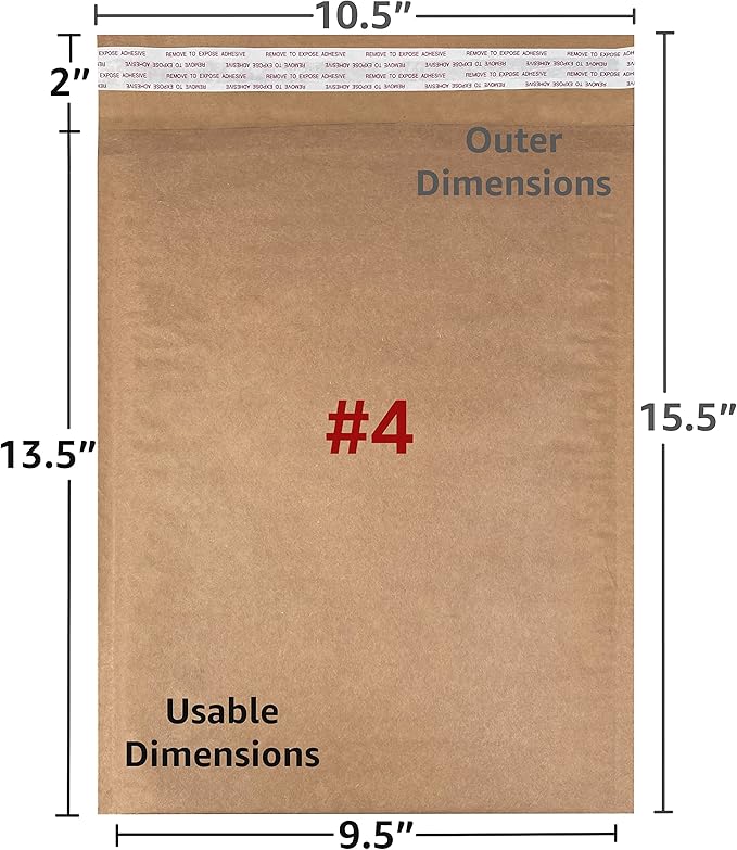 Honeycomb paper padded envelope sealable mailers (30, #4-9.5" x 13.5")