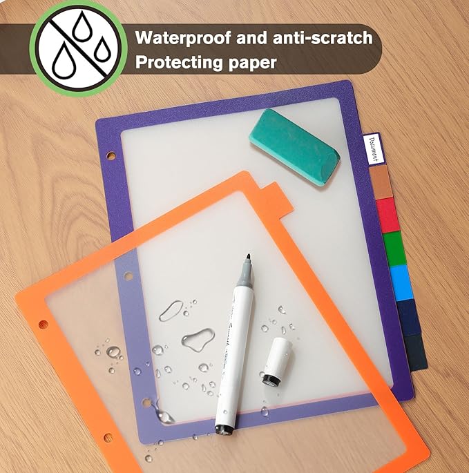 HABGP 16Pcs/2 Set 8 Tab Dividers for 3 Ring Binder, 16 Pcs Clear Color 3 Ring Binder Dividers with Tabs, Page Folder Dividers, Plastic Tabbed File Dividers with Tabs, Three Ring Binder Index Dividers