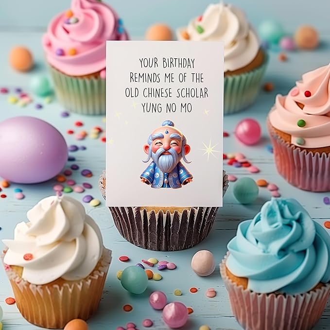 Yung No Mo Greeting Card - Funny Happy Birthday Cards for Women Men Him Her - Funny Birthday Gift Idea for for Sister Brother Mom Dad - Bday Gifts for Bestie Husband Wife Boyfriend Girlfriend