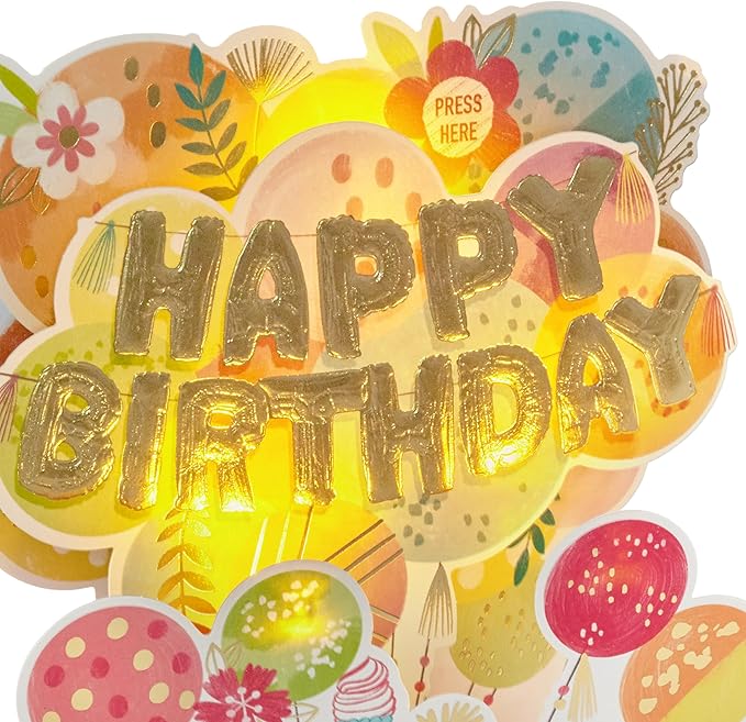 Hallmark Paper Wonder Musical Pop Up Birthday Card (Mylar Balloon Explosion, Plays Happy Birthday)