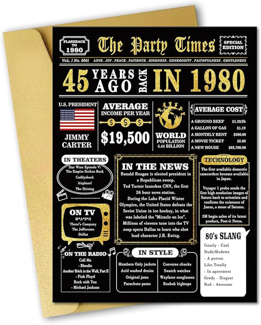 Funny 45th Birthday Gift for Women Men,Happy Birthday Card for 45 Year Old Husband Wife, Best 45th Birthday Decorations for Mom Dad, 45 Bday Gifts for Him Her