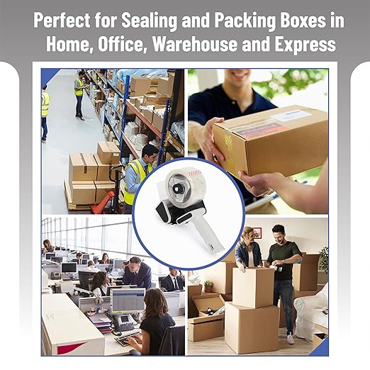 Mr. Pen 2-Inch Black Heavy Duty Packing Tape Dispenser Gun - 2 Pack with 2 Rolls Clear Tape Gun for Packing Boxes & Moving