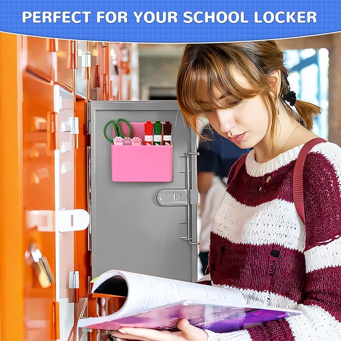 Magnetic Dry Erase Marker Holder, Magnetic Pen Marker Holder for Whiteboard, Fridge, Locker Accessories, School, Office, Home, Magnet Pen Cup,1 Pack, Pink