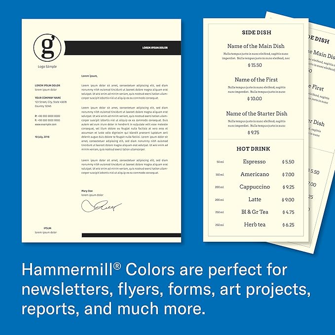 Hammermill Colored Paper, 24 lb Cream Printer Paper, 8.5 x 11-1 Ream (500 Sheets) - Made in the USA, Pastel Paper, 168060R