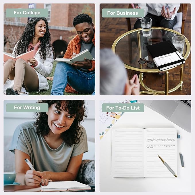 CAGIE Lined Journal Notebook, 320 Pages College Ruled Notebook, 100 Gsm Paper Thick Journal, A5 Hardcover Leather Journals for Writing Women Men, 5.7x8.3 In, Black