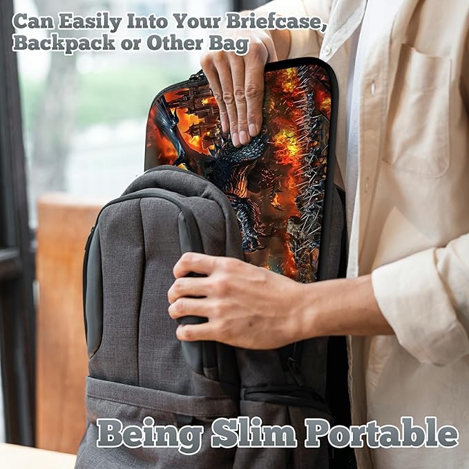 Universal Laptop Sleeve Tablet Case 12 inch, Fire Fierce Dragon Slim Carrying Case Durable Handbag Travel Laptop Bag for Surface Pro 9 8 7/Laptop Go 2 3, MacBook Air 11/12