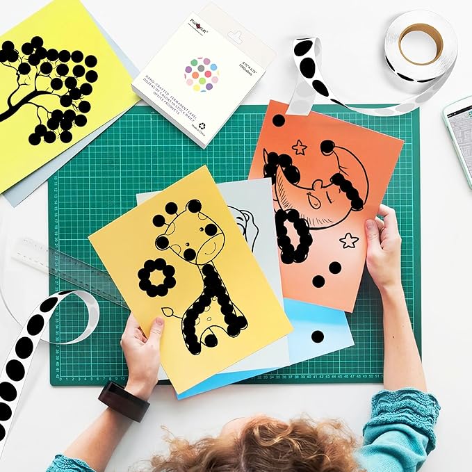 PARLAIM 3/4 Inch Round Permanent Adhesive Color-Code Dot Stickers,10000 Stickers Roll dots Label Dispenser Box Green Circle Stickers Labels 10Rolls(Black)