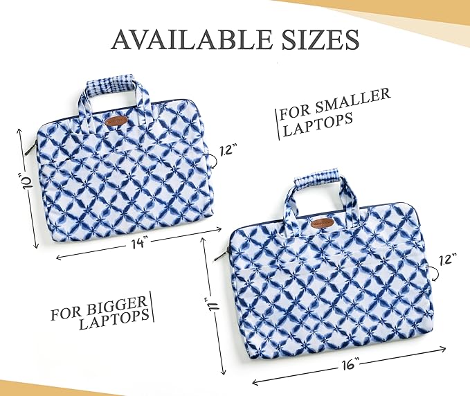 Maison d'Hermine Laptop Bag Upto 15.6 inch Stain and Water Repellent Cotton Canvas - Shibori