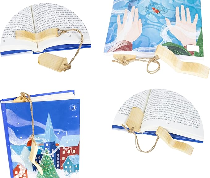 Handmade Wooden Book Page Holder - Wooden Thumb Bookmark - Novel Reading Accessories, Book Gadgets, Presents for Readers, Book Lovers Gifts, Bookworm (Maple Natural)