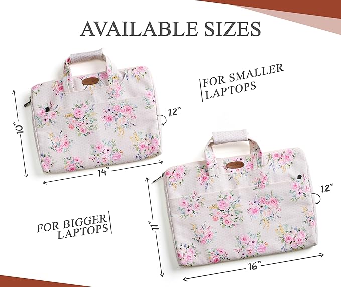 Maison d'Hermine Laptop Bag upto 13.5 inch Stain and water repellent Cotton canvas - Sweetrose Lavender