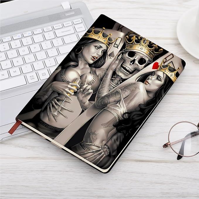 ZWYQWN Jack and Sally Gifts Leather Notebook for Women Men Nightmare Christmas Journal Notebook Nightmare Before Gifts (Skull Pai)