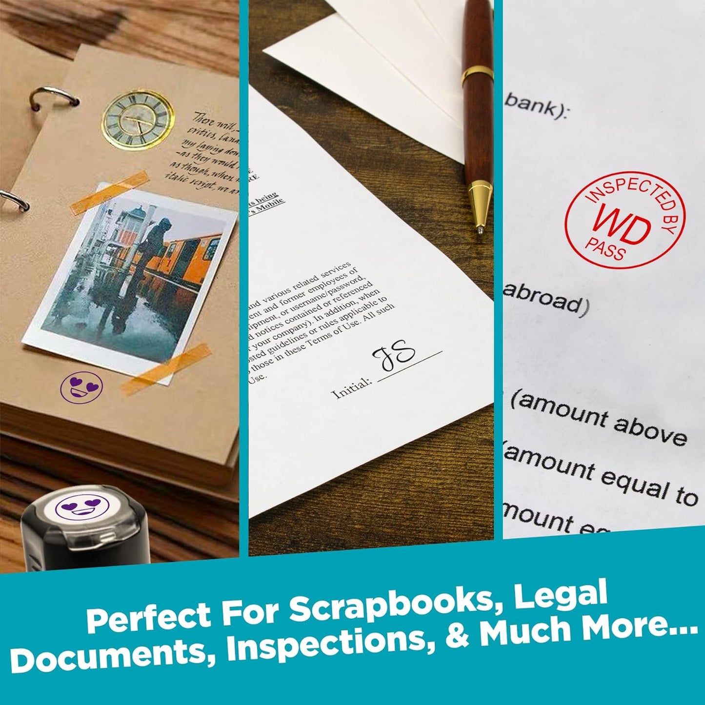 MaxMark Custom Round Self Inking Small Signature Stamp - 15 Colors to Choose