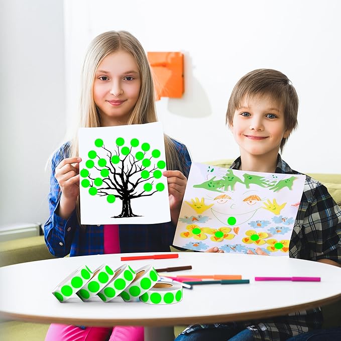 PARLAIM 0.75 inch Diameter Colored Dot Stickers 4 Rolls Pack 4000pcs Fluorescent Green Round Label Color Coding Marking Stickers Permanent Adhesive for Garage Sale