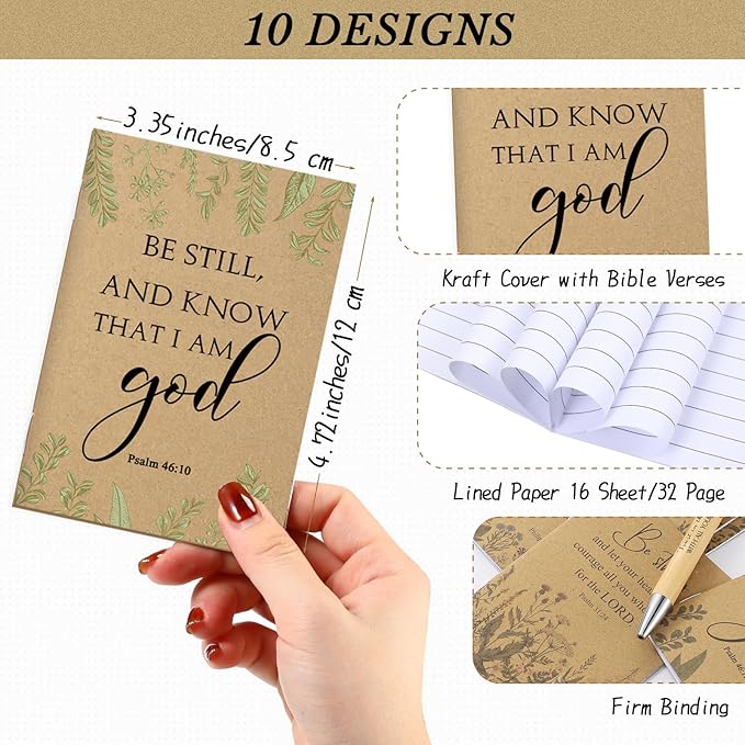 Ctosree 100 Pcs Bible Verse Inspirational Notebook Christian Notepad Bulk Kraft Prayer Journal for Women Scripture Flower Pocket Notebook for Church School Classroom Supplies 3.15 x 5 Inches