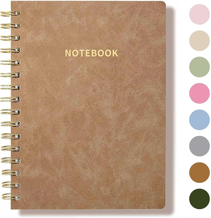 Spiral Notebook College Ruled Soft Cover Suede Aesthetic Note book 160 Pages 8.5" x 6.34" For Work Note taking,Journals For Writing School Office With Double-Sided Pocket,100GSM Thick Paper