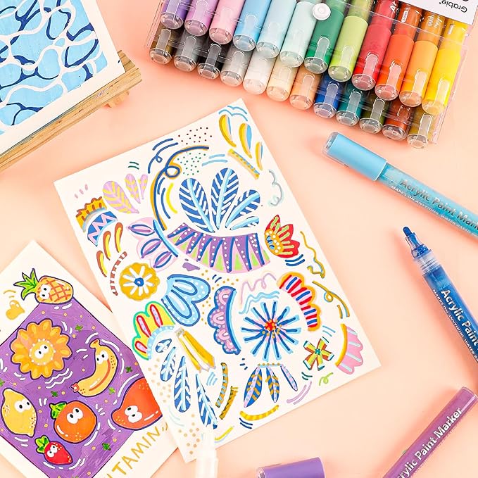 Grabe Medium 24-Piece Acrylic Chisel Tip Marking Pen Set In Macaron Colors