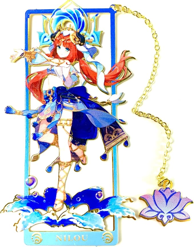 Metal Bookmarks - Genshin Impact Nilou Brass Bookmarks with 3D Display Box for Women Men Sisters Friends - Ideal Birthday Gifts for Book Lovers