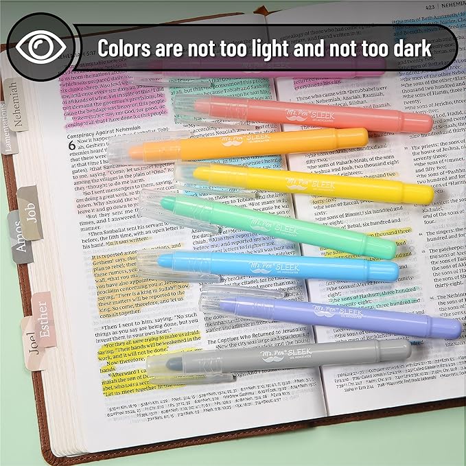 Mr. Pen- Gel Highlighter, 8 Pack, Friendly Colors, Bible Highlighters No Bleed, No Bleed Highlighters, Bible Highlighter, Bible Markers, Gel Highlighters for Bibles, Highlighter