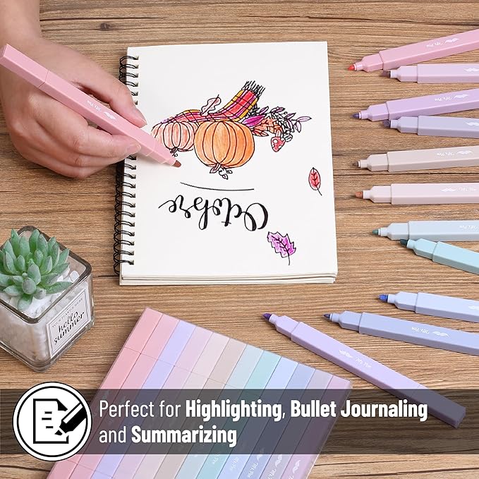 Mr. Pen- Dual Tip Aesthetic Highlighters, 12 Pack, Chisel & Fine Tips, Joyful Earth, Cute Highlighters Assorted Colors, Cute Highlighters for School Highlighters, Highlighter Set, Pastel Highlighters