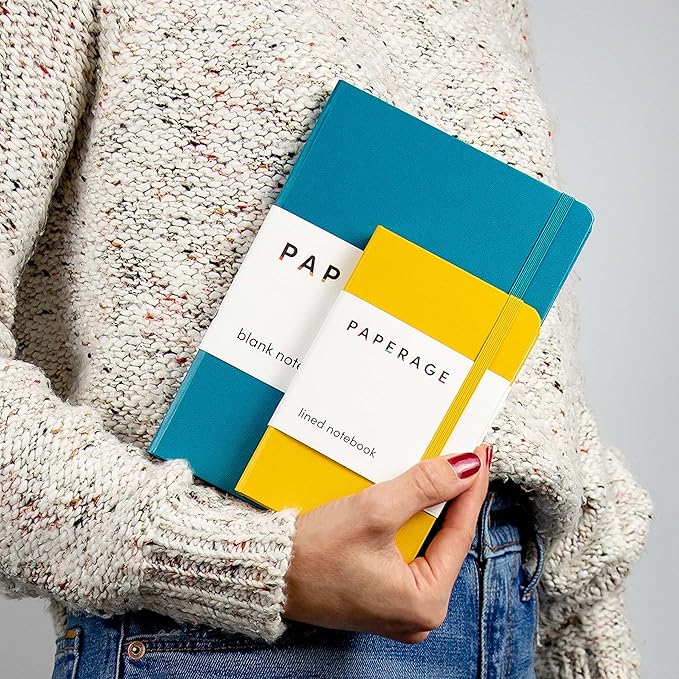 PAPERAGE Lined Pocket Journal Notebook, 2 Pack, (Lavender), 160 Pages, Small Notebook, 3.6 inches x 5.6 inches - 100 GSM Thick Paper, Hardcover