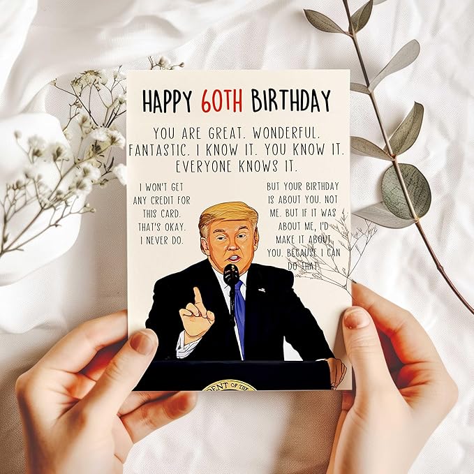 Funny Trump 60th Birthday Card, Naughty Donald 60th Birthday Gifts Cards for Men Women, Great 60 Year Old Birthday Gifts for Him Her, Unique 60th Bday Decorations Ideas