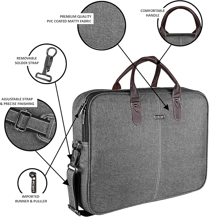 LOREM Leather Messenger Shoulder Bag Travel Crossbody Purse Briefcase Business Bag for 12Inch Laptop