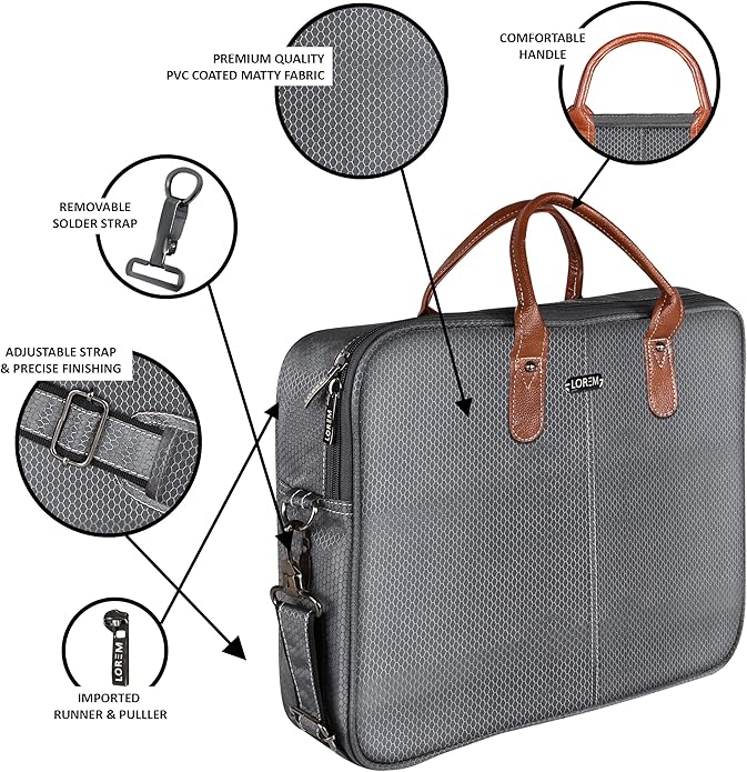 LOREM Leather Messenger Shoulder Bag Travel Crossbody Purse Briefcase Business Bag for 12Inch Laptop