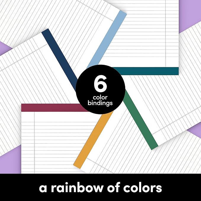 PAPERAGE Lined Legal Pads, (Jewel Tone), 6 Pack, 50 Sheets Each, Wide/Legal Ruled, Note Pads, Paper, 8.5 inches x 11 inches