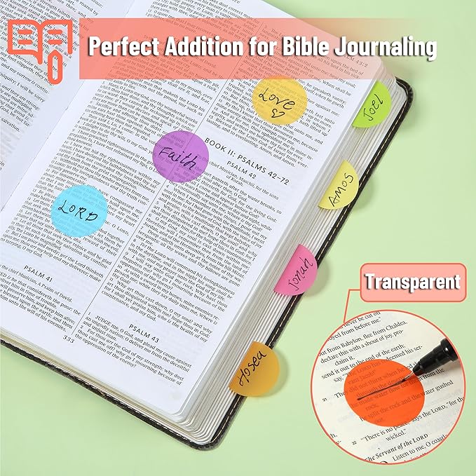 Mr. Pen- Transparent Sticky Note Set, 560Sheets, Colorful, Round Transparent Sticky Notes Set, Bible Sticky Notes Clear Sticky Notes Transparent, Bible Notes, Transparent Sticky Notes for Bible Study