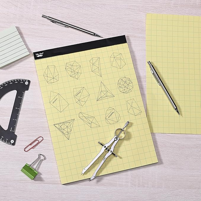 Mr. Pen- Graph Paper, 2x2 (2 Squares per inch), 8.5"x11", 55 Sheets, Yellow, Grid Paper, Graphing Paper, Math Graph Paper Pad, Grid Paper Pad, 1/2 Inch Graph Paper, Square Paper, Math Paper