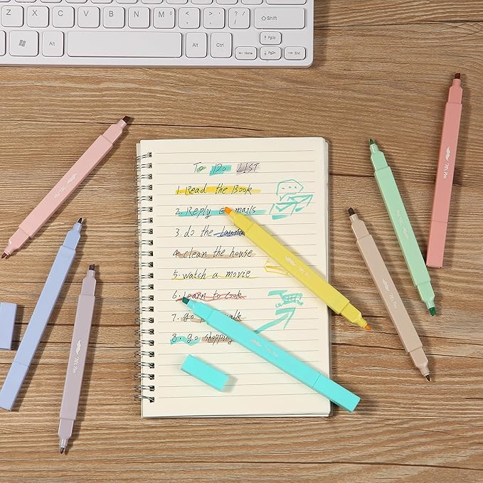 Mr. Pen- Dual Tip Aesthetic Highlighters, 8 pcs, Fine & Chisel Tips, Pastel Colors, Cute Highlighters Assorted Colors, Bible Highlighters and Pens No Bleed Highlighters for Bible Pages No Bleed