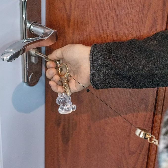 2 Pack Glittery Silver Retractable Badge Reel Keychain, Heavy Duty Retractable Badge Holder for ID Card and Keys