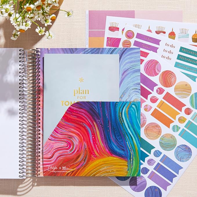 Erin Condren 12-Month Spiral Life Planner (Jan 2025 - Dec 2025) | 7x9 Weekly Planner with Monthly Calendars | Bold Blooms Covers, Evolve Interior, Vertical Layout, Platinum Coil