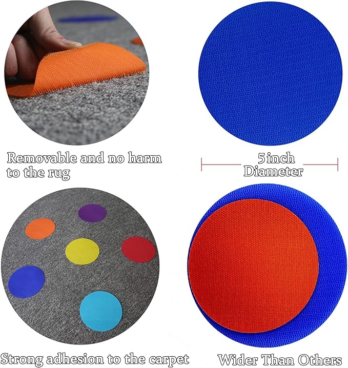Carpet Markers 5" for Kids, Multicolor Spot Circle Markers for Classroom Teachers, Preschool and Kindergarten (90 Packs of Circle)