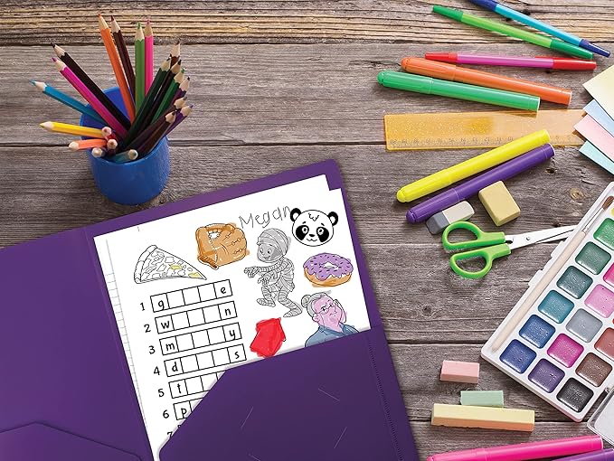 Better Office Products Heavyweight Plastic 2 Pocket Portfolio Folder, Letter Size Poly Folders 24 Pack (Purple)