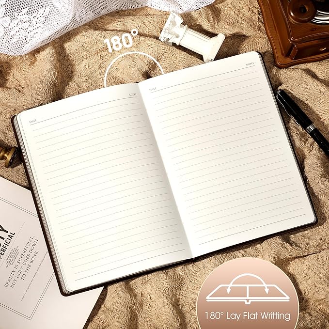 2 Pack A5 Lined Journal for Men Soft Cover Journals for Writing with 256 Pages Vintage Lion Journaling Notebooks (Brown and Black, A5)