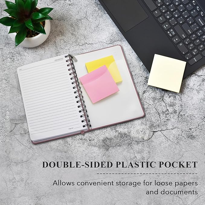 Lined Spiral Journal Notebook For Men & Women - A5(5.8" x 8.3") 170 Pages, Hardcover Notebooks for Work & Note Taking, College Ruled Journals for Writing - Pink