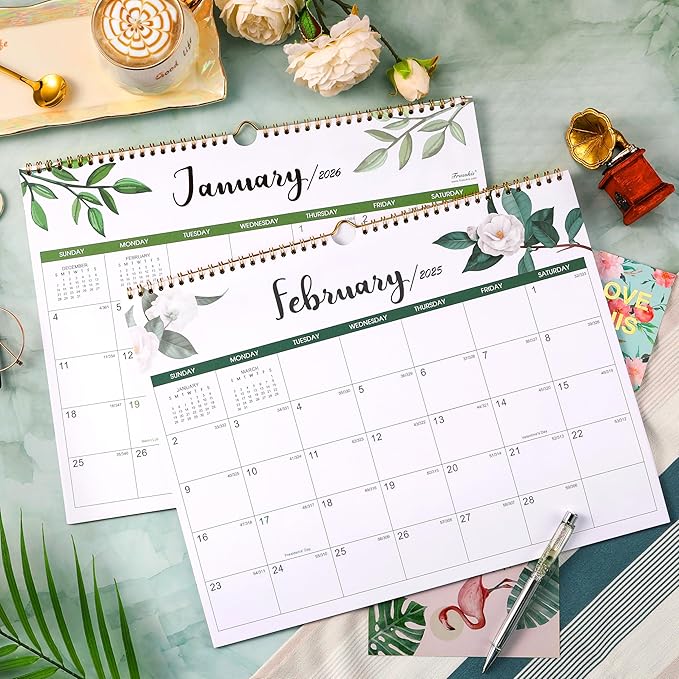 Wall Calendar 2025-2026 - 24 Months Wall Calendar 2025-2026, JANUARY 2025 - DECEMBER 2026, 14.8'' x 11.5'', Large Blocks with Julian Dates