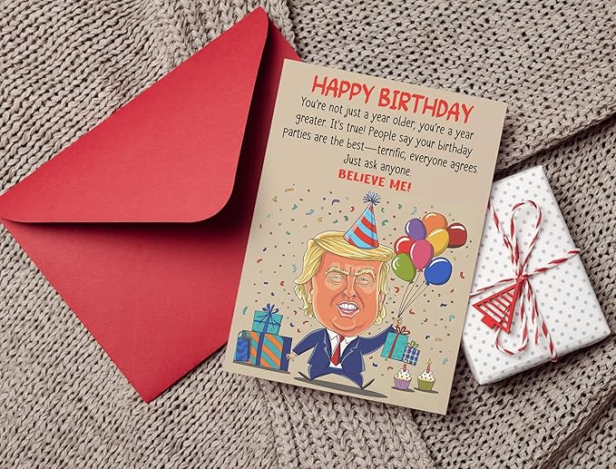 Funny Birthday Card for Him, Her, Men, Women, Dad, Mom, Grandma, Grandpa, Wife, Husband - Folded 5"x7" Cardstock with Red Envelope - Happy Birthday Gift Card